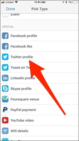 Chọn Twitter Profile từ danh sách