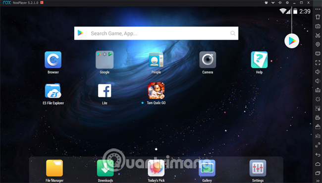 Thanh công cụ trên NoxPlayer