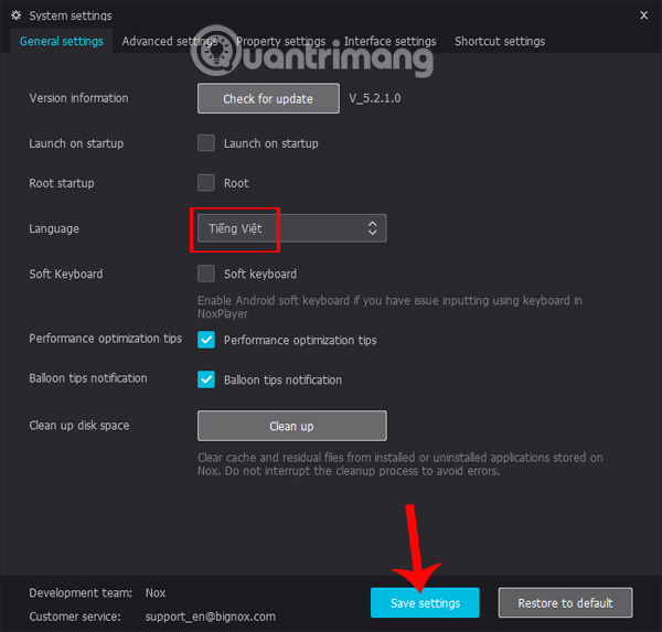 Đổi ngôn ngữ NoxPlayer
