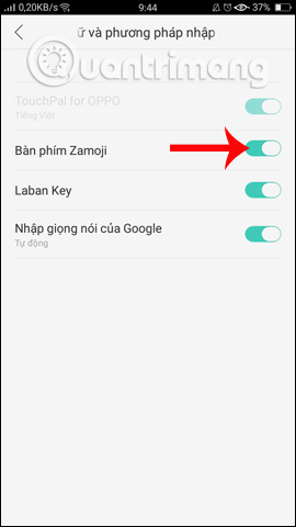 Bật bàn phím Zamoji