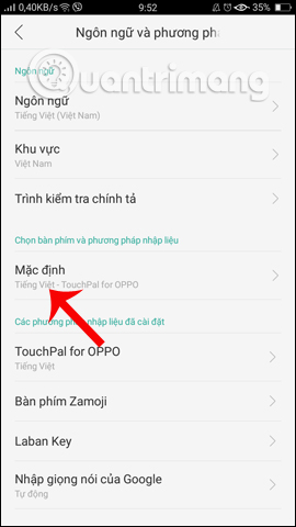 Đổi bàn phím Android