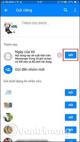 Gửi sticker lên Messenger