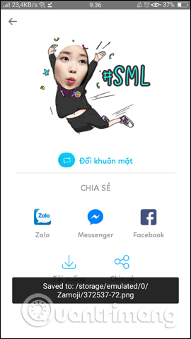 Lưu sticker dạng png