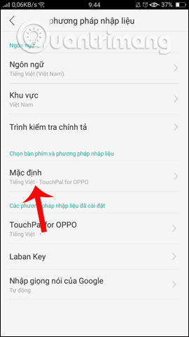 Ngôn ngữ mặc định