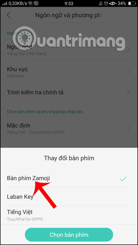 Sử dụng bàn phím Zamoji