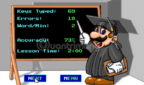 Các bài luyện gõ phím trong game Mario Teaches Typing