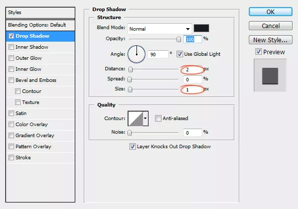 Áp dụng hiệu ứng cho logo trong cửa sổ Drop Shadow