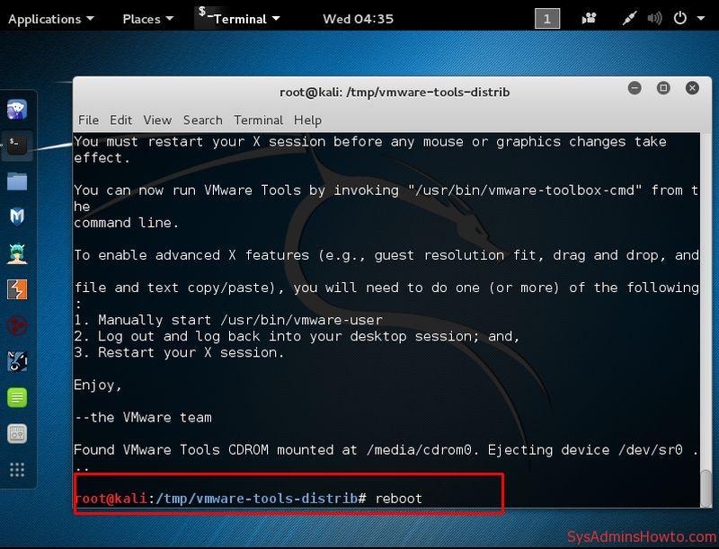 Cài đặt VMware Tools trên Kali Linux bước 11