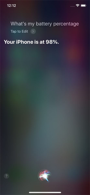 Hỏi Siri phần trăm pin