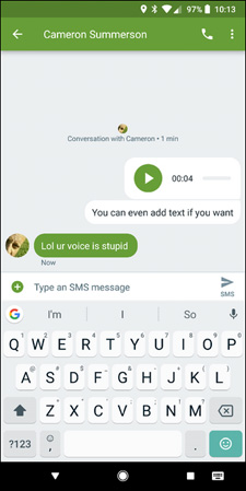 Tin nhắn ghi âm giọng nói qua MMS đã được gửi đi