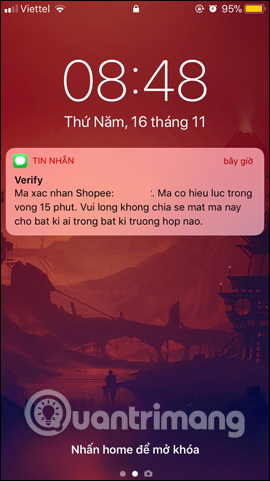 Nhận mã xác minh trên điện thoại