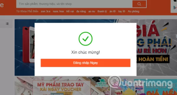 Xác nhận tạo tài khoản Shopee bằng số điện thoại