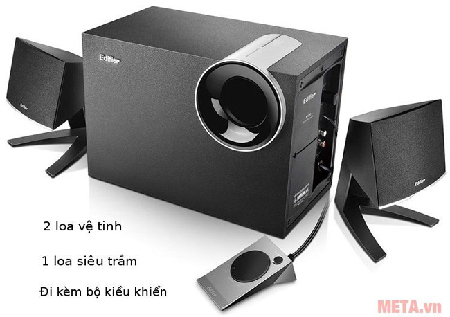 Edifier M1380 gồm có 1 loa sub và 2 loa vệ tinh.