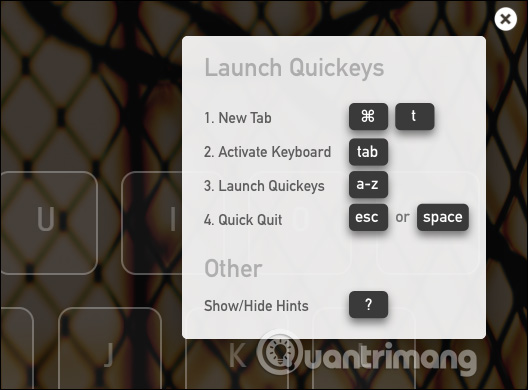 Danh sách phím trên Quickey