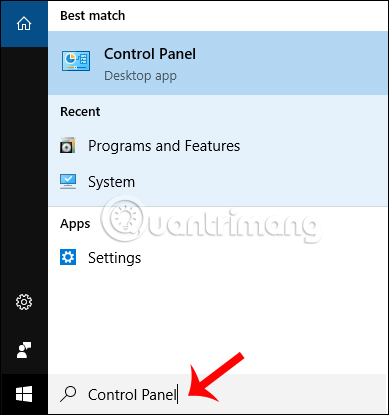 Nhấn chọn Control Panel