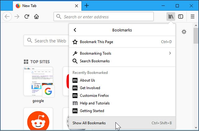Chọn xem tất cả các bookmark