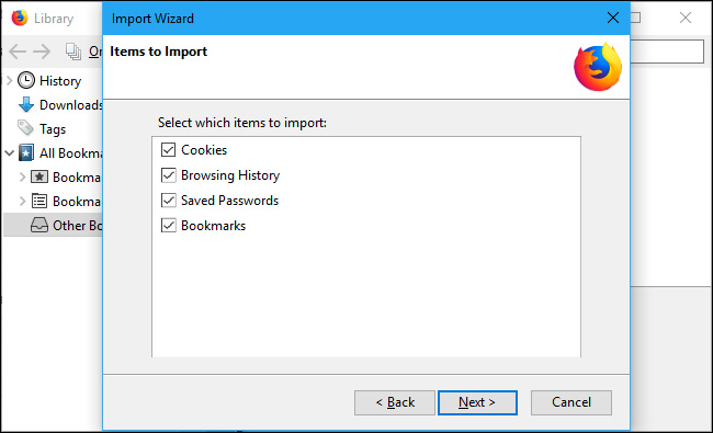 Chọn loại dữ liệu muốn đồng bộ