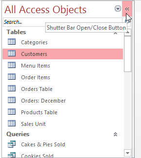 Khung điều hướng trong Access 2016