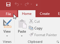 Menu File trong Access 2016