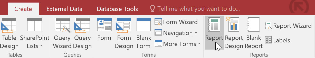 Truy cập lệnh tạo báo cáo 