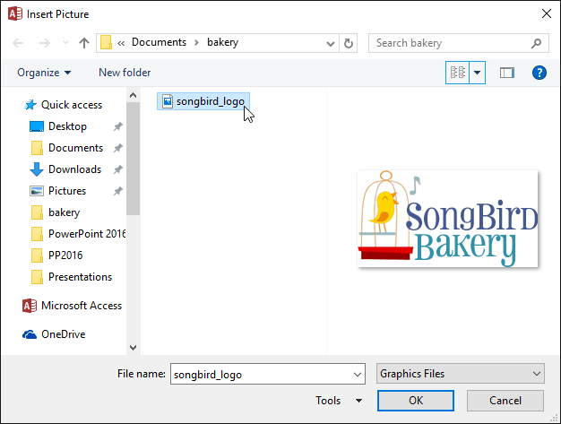 Tìm đến logo muốn thêm vào báo cáo