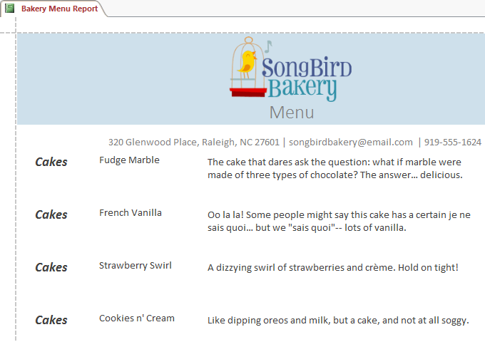Theme sau khi được thêm vào báo cáo