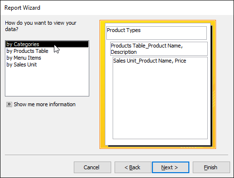 Chọn kiểu để xem trước báo cáo