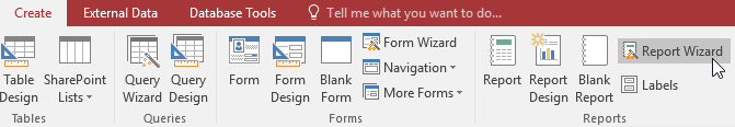Report Wizard trong Access 2016