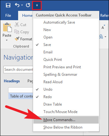 Chọn More Commands