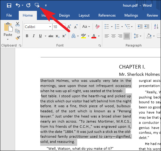 Chọn văn bản muốn đọc và nhấn nút Speak