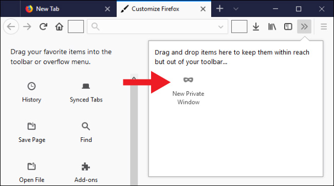 Kéo để thêm mục vào menu tràn