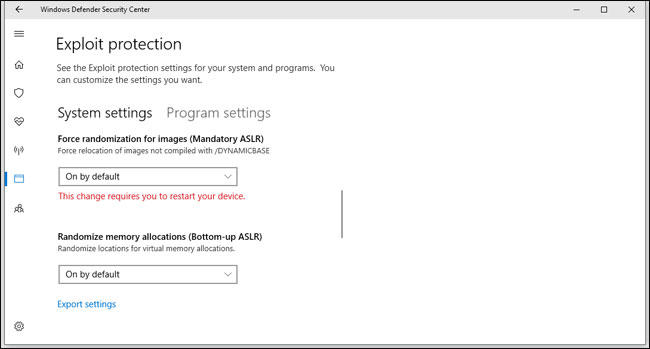 Kích hoạt ASLR trong Windows Defender Security Center