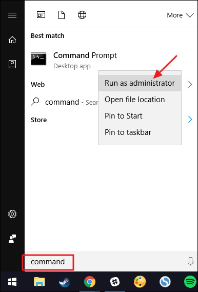 Chạy Command Prompt với quyền admin