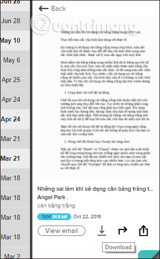 Tùy chọn cho file đính kèm 