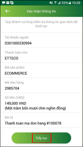 Xác nhận thông tin giao dịch