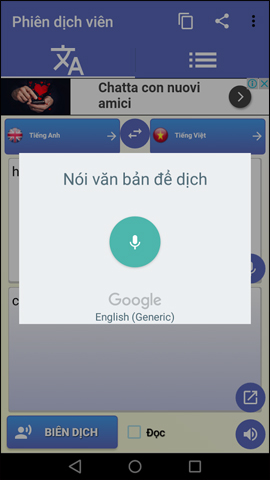 Ứng dụng Thông dịch - phiên dịch tiếng