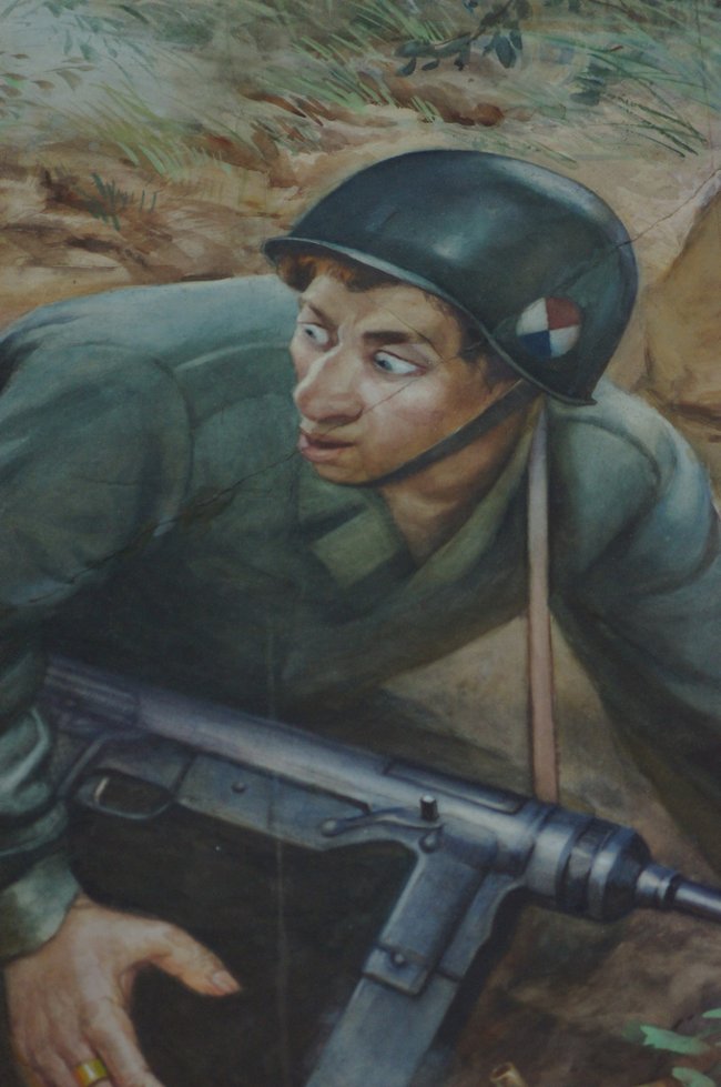 Hình ảnh một người lính Mỹ trên tấm áp phích tuyên truyền từ Bảo tàng Chiến tranh Bình Nhưỡng