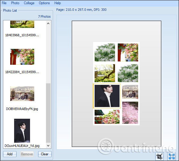 Giao diện ghép ảnh xem trước