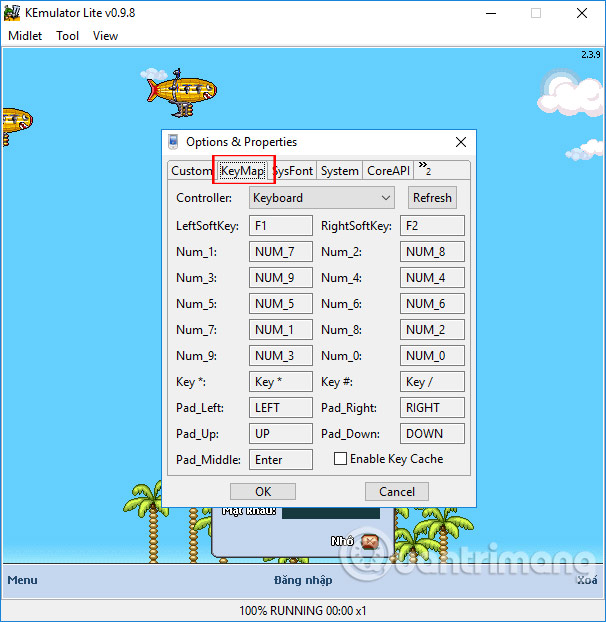 Phím tắt chơi game trên Kemulator 