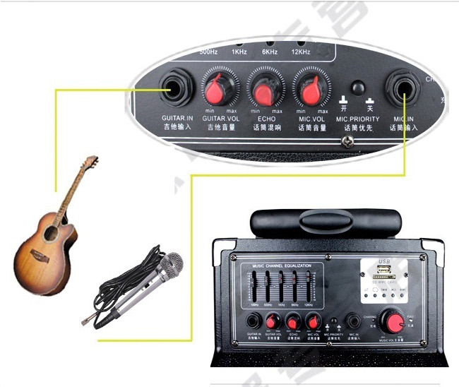 Temeisheng Q8 có jack cắm cho cả đàn Guitar.