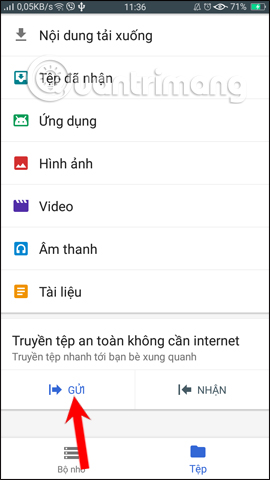 Gửi dữ liệu trên Files Go
