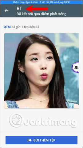 Hình ảnh trên thiết bị nhận file