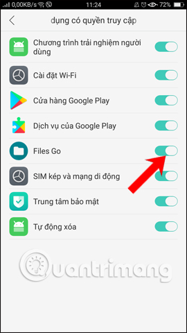Cho phép Files Go quản lý file 