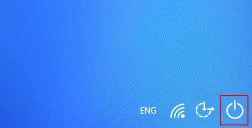 Nhấn chọn nút Power ở dưới cùng bên phải màn hình để khởi động lại máy tính