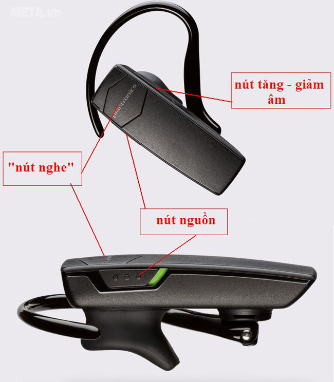 Nút hiển thị cơ bản trên thanh tai nghe Plantronics E10.