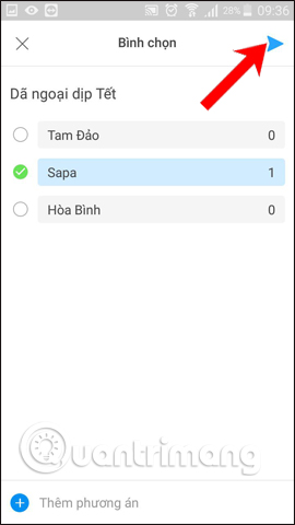 Gửi phương án bình chọn