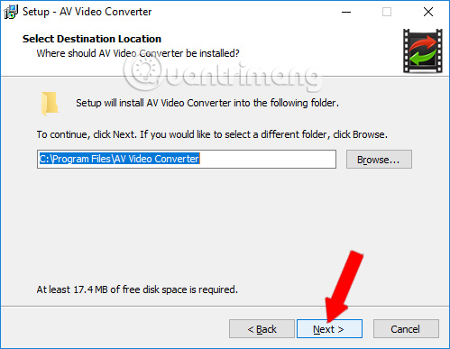 Thay đổi thư mục cài đặt AV Video Converter