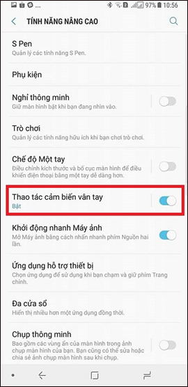 Tính năng cảm biến trên S8