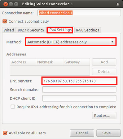 Chọn địa chỉ ở mục Method là Automatic (DHCP) addresses only