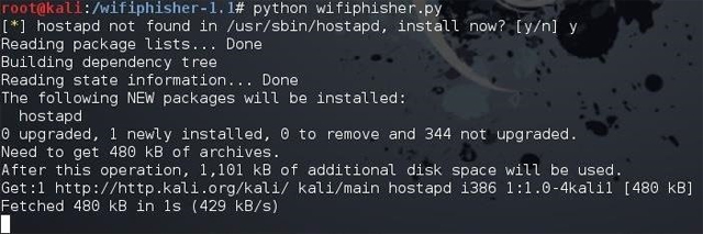 Gõ y để cài đặt hostapd